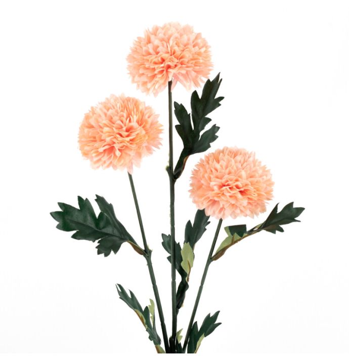 Kunstbloem bol chrysant 58cm zachtroze