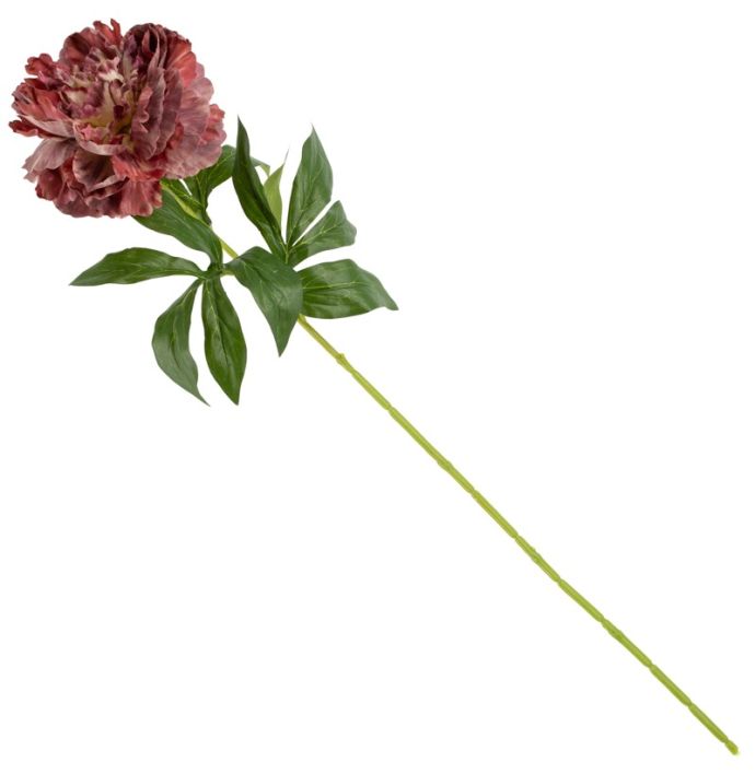 Kunstbloem pioen 68cm burgundy