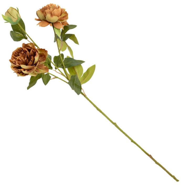 Kunstbloem pioen 74cm bruin