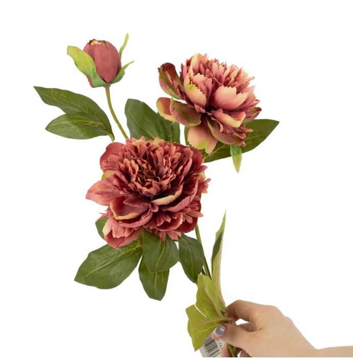 Kunstbloem pioen 74cm oud-roze