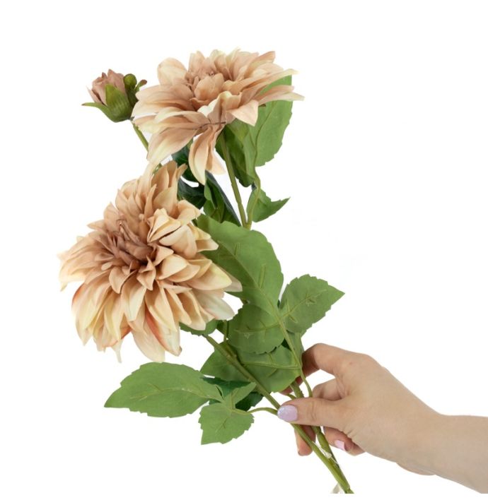 Kunstbloem dahlia 63cm beige