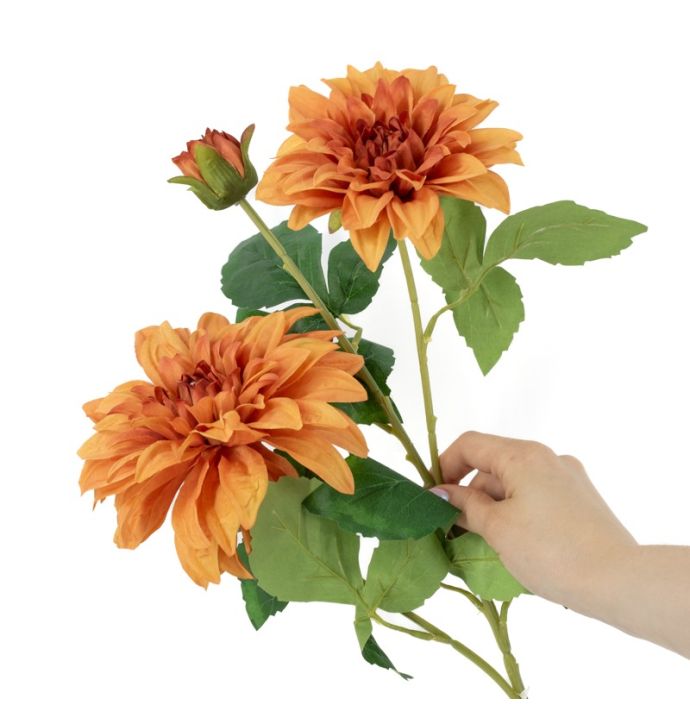 Kunstbloem dahlia 63cm oranje