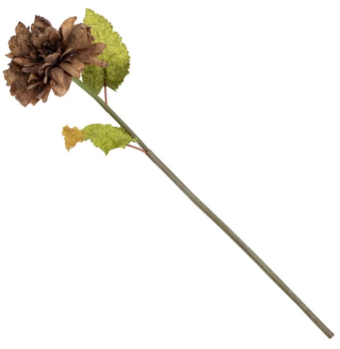 Kunstbloem dahlia 66cm bruin