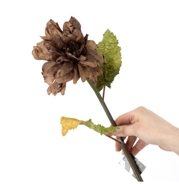 Kunstbloem dahlia 66cm bruin