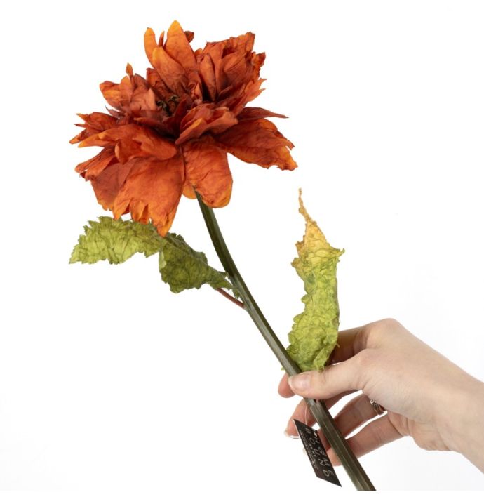 Kunstbloem dahlia 66cm oranje