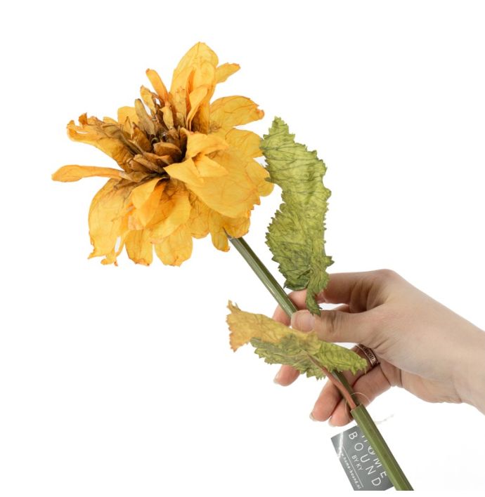 Kunstbloem dahlia 66cm geel