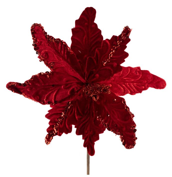 Kunsttak kerstster rood