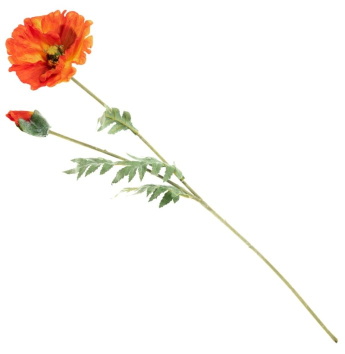 Kunstbloem klaproos 75cm oranje