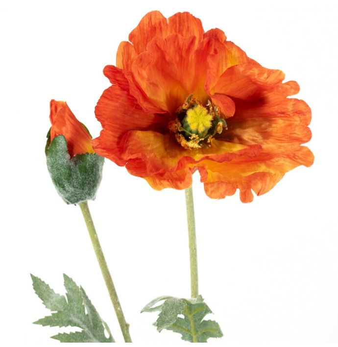 Kunstbloem klaproos 75cm oranje