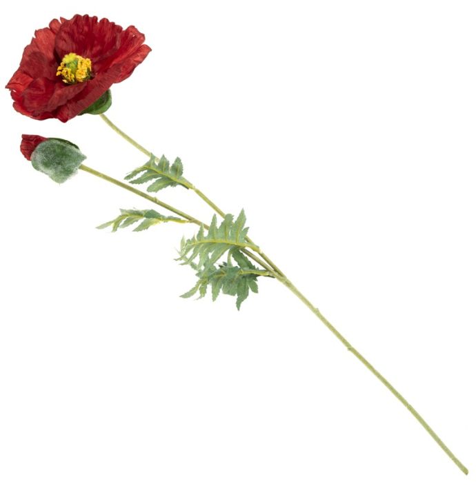 Kunstbloem klaproos 75cm rood