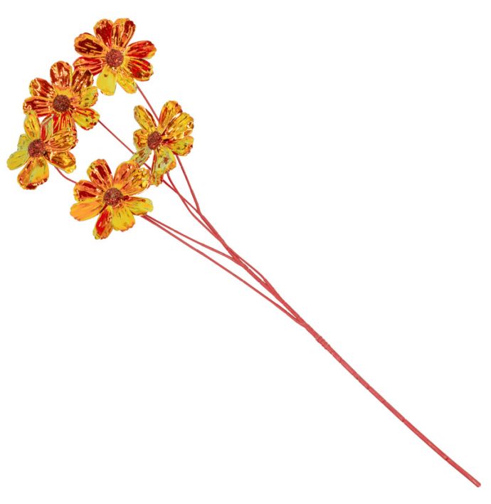 Kunstbloem holo rood/oranje