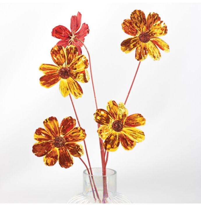 Kunstbloem holo rood/oranje