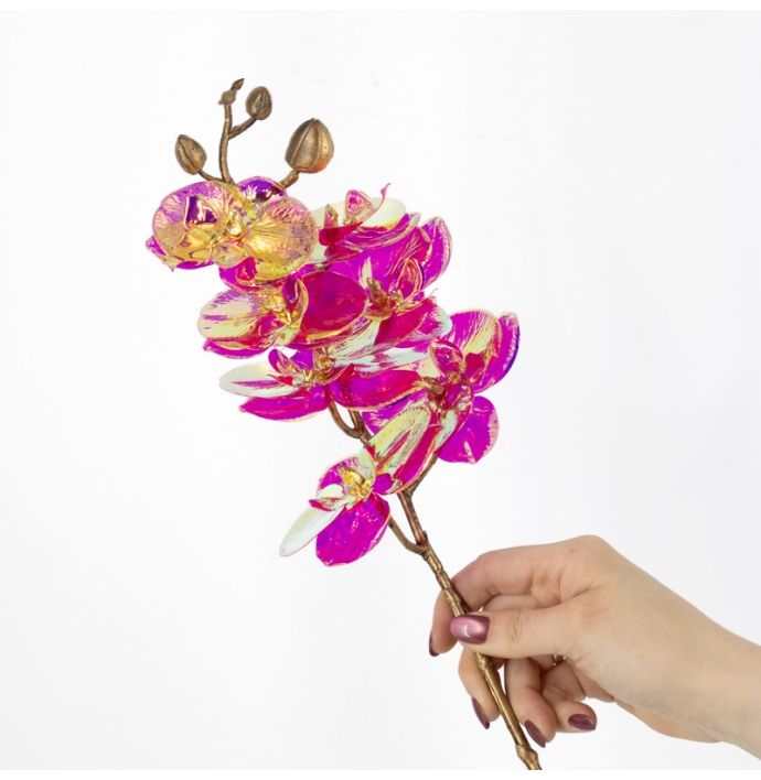 Kunstbloem holo roze/rood orchidee 55cm