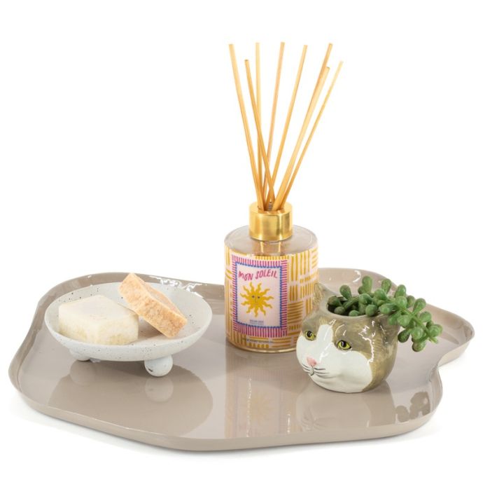 Metalen dienblad Mori L glossy sand