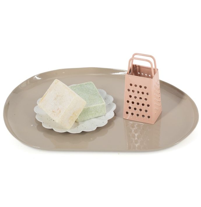 Metalen dienblad Rin M glossy sand