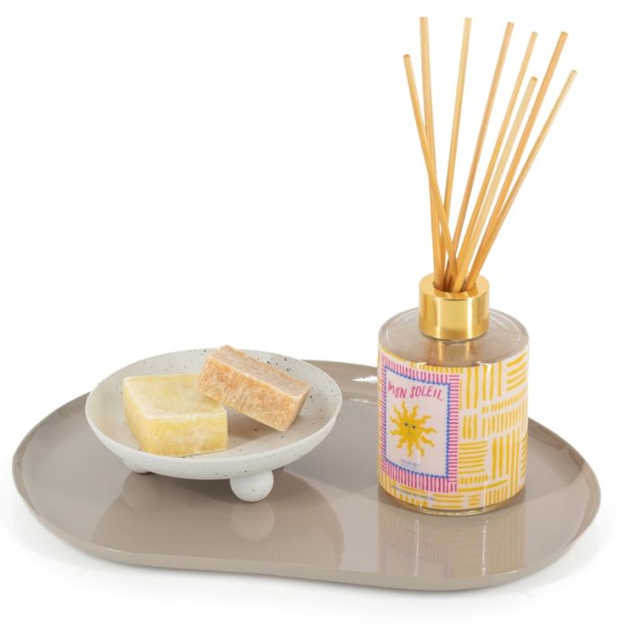 Metalen dienblad Rin L glossy sand