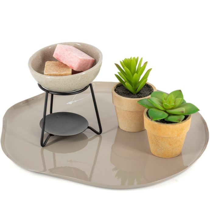 Metalen dienblad Shin L glossy sand