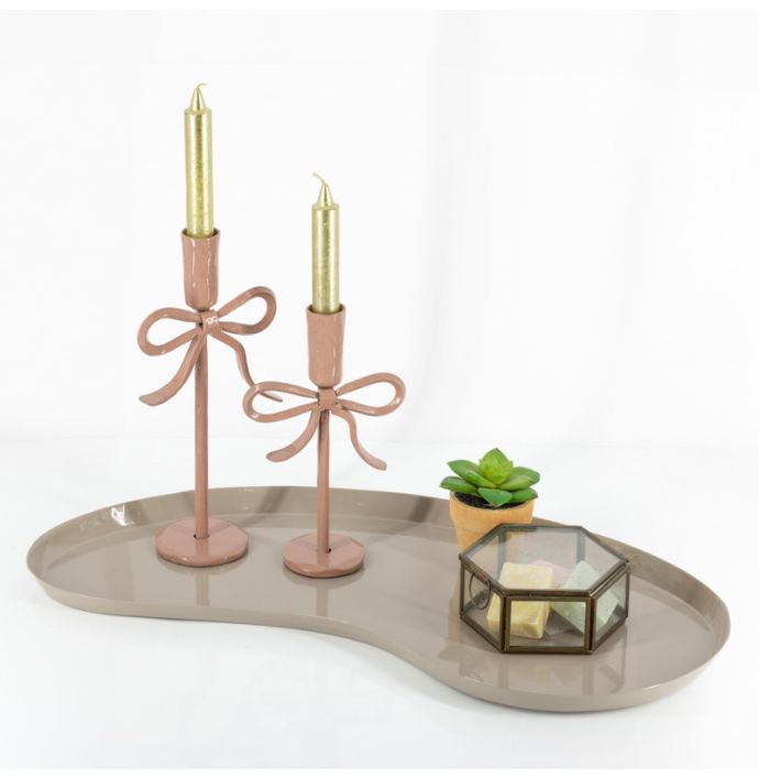 Metalen dienblad Kidney S glossy sand