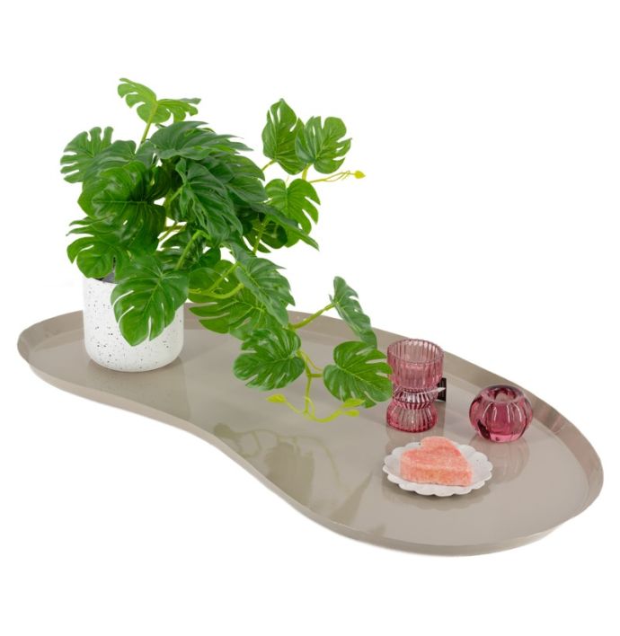Metalen dienblad Kidney L glossy sand