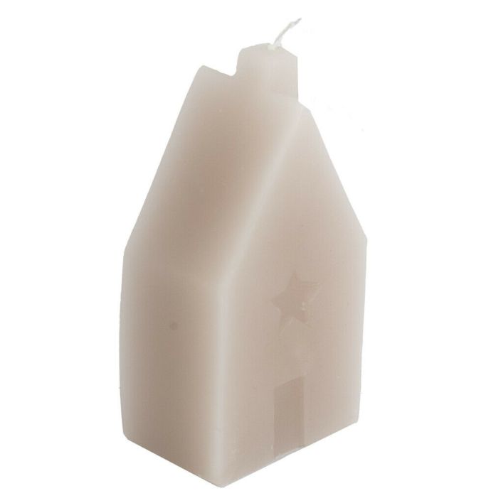 Kaars huis taupe 
