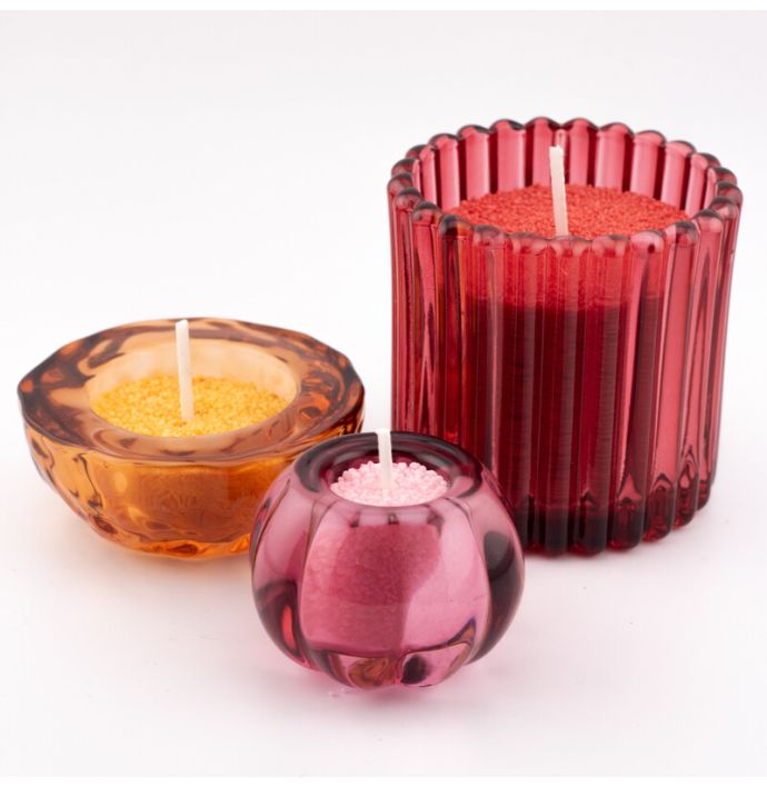 Kaarsenkorrels zak met 8 lonten rood