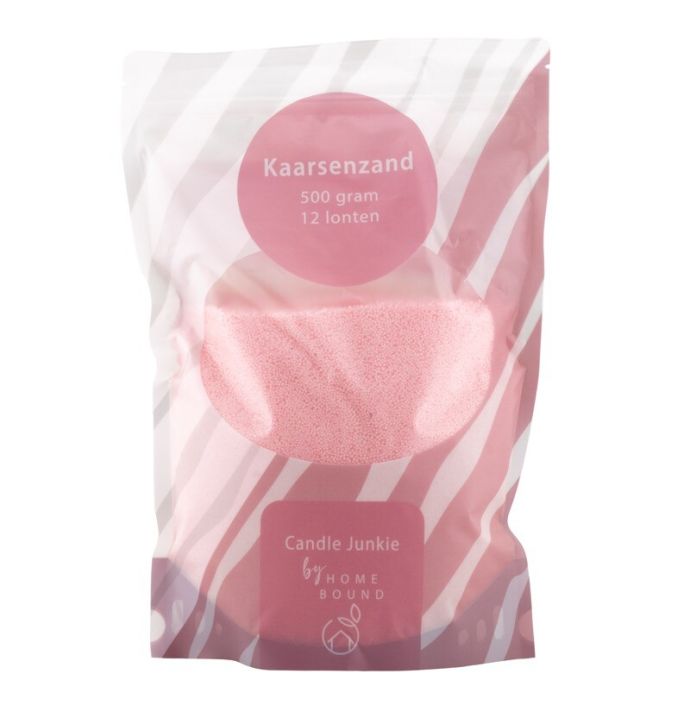 Kaarsenkorrels zak met 12 lonten roze