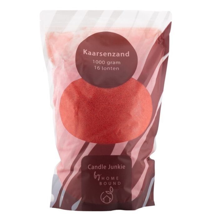 Kaarsenkorrels zak met 16 lonten rood