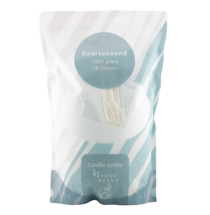 Kaarsenkorrels zak 1000gr met 16 lonten frost white