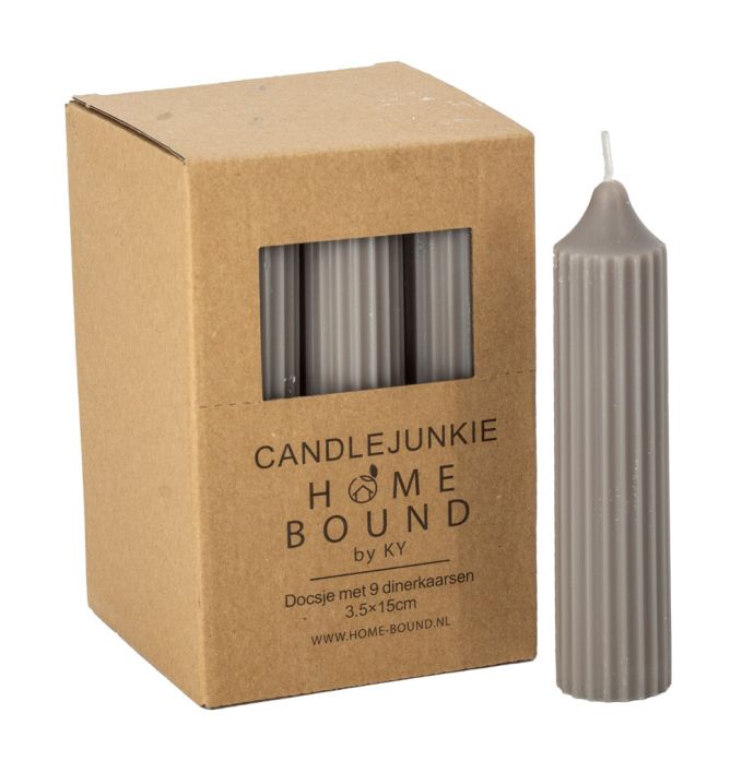 Korte soya dinerkaars ribbel taupe