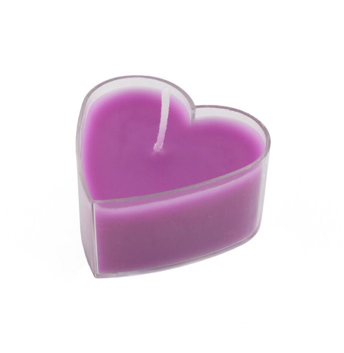 Waxinelichtje hart, pak van 4 paars