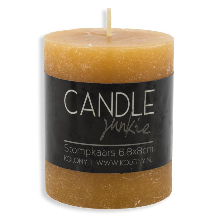 Candle Junkie stompkaars oranje