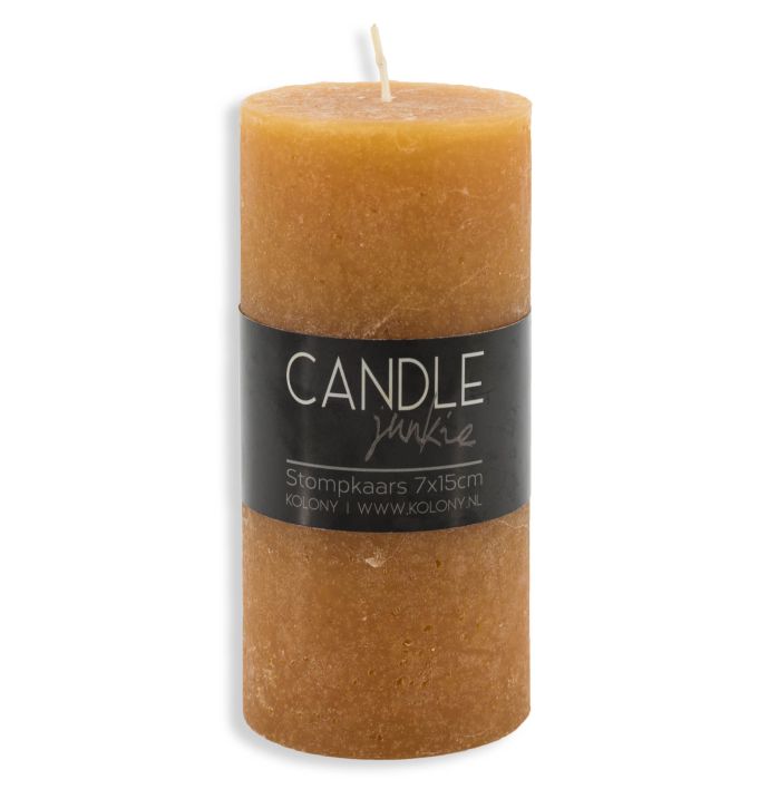 Candle Junkie stompkaars oranje