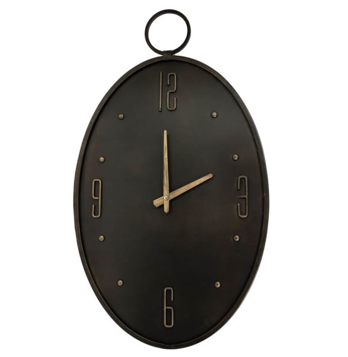 Wandklok ovaal brons