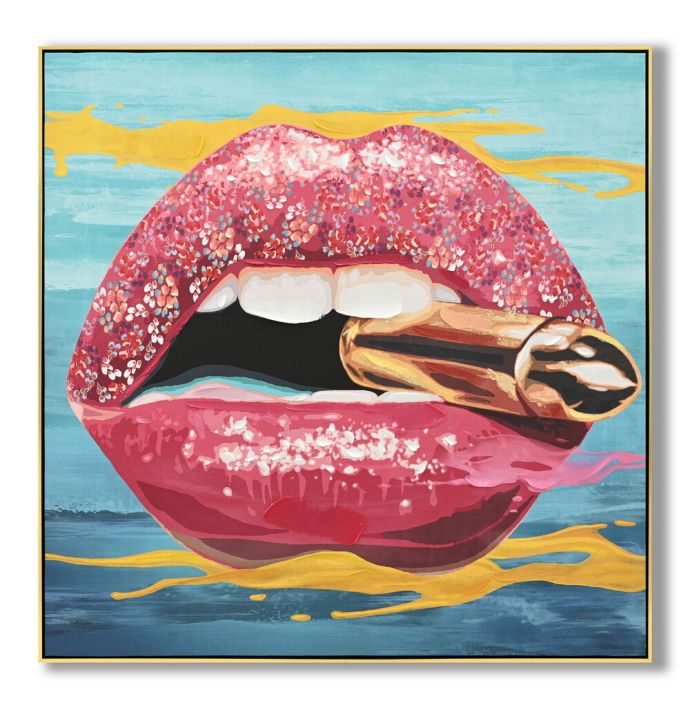 Schilderij lips bullet