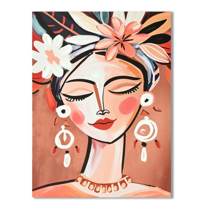 Schilderij vrouw met bloemen