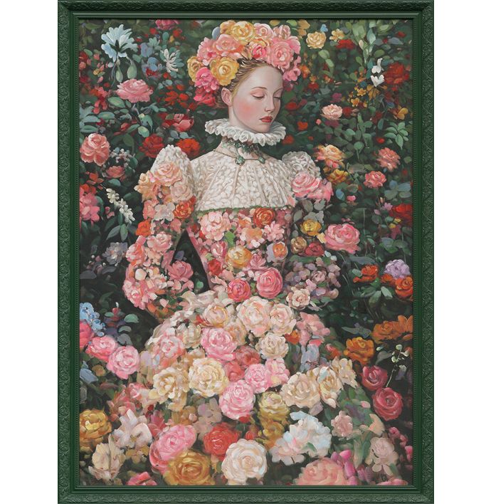 Schilderij met lijst bloemenmeisje