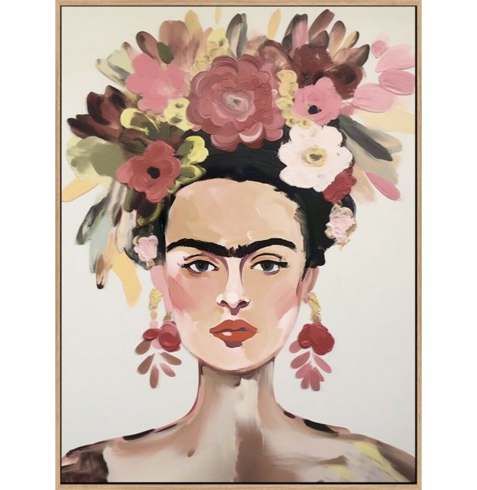 Schilderij canvas Frida Kahlo pastel