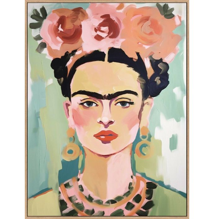 Schilderij canvas Frida Kahlo pastel