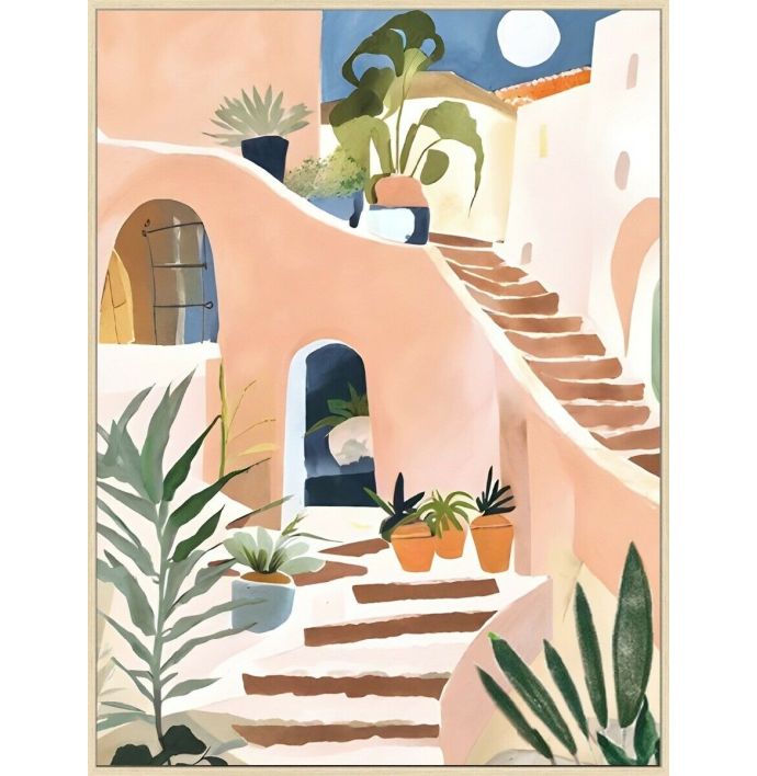 Schilderij canvas straat Mediterraans