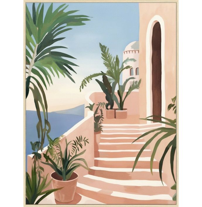 Schilderij canvas straat Mediterraans