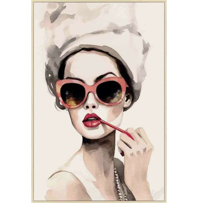 Schilderij vrouw lippenstift 