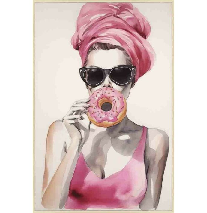 Schilderij vrouw donut 