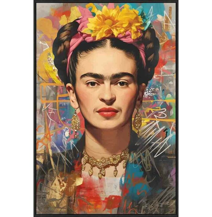 Schilderij high gloss popart Frida Kahlo 