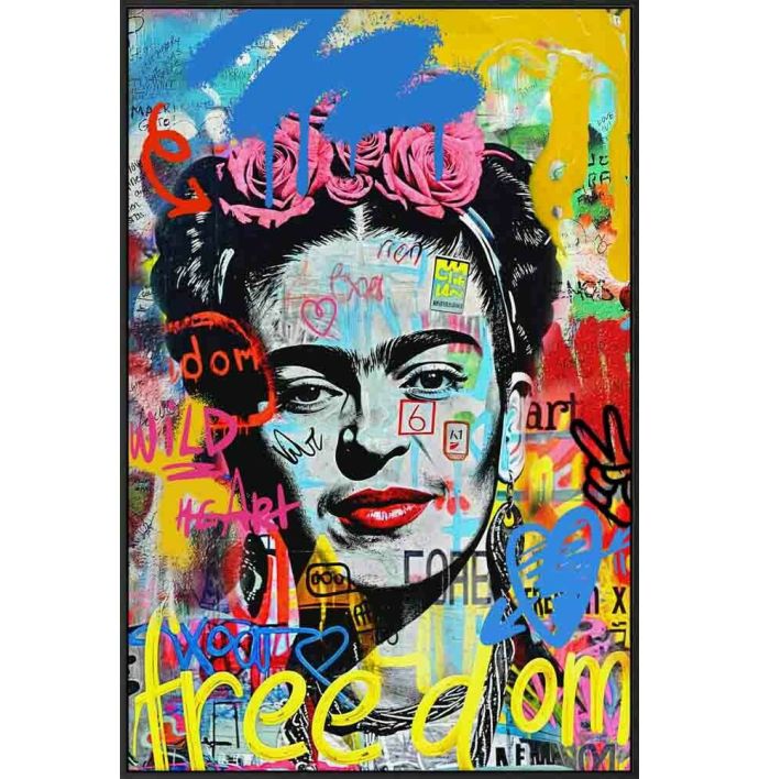 Schilderij high gloss popart Frida Kahlo 