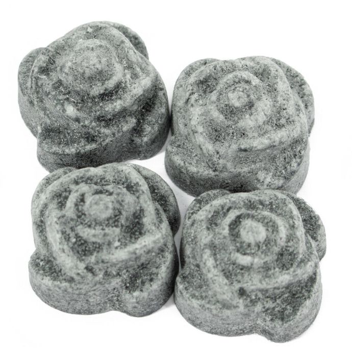 Organza zakje met 4x amberblokje roos 'Elegant'