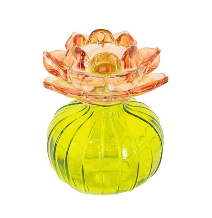 Waxinehouder bloem sandstone met groen