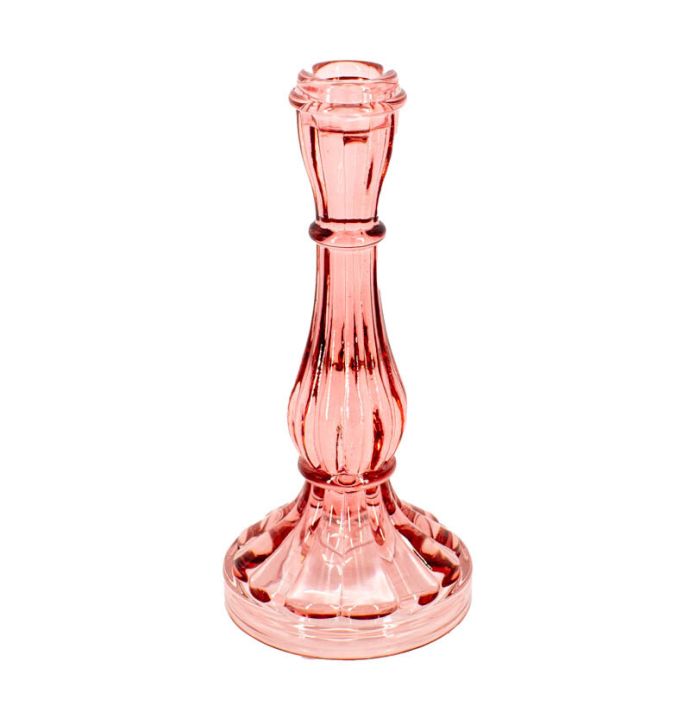 Kaarsenstandaard glas roze