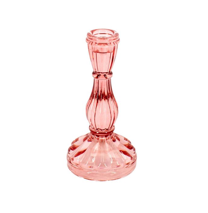Kaarsenstandaard glas roze