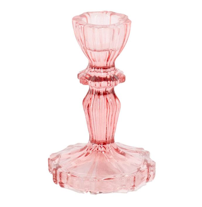 Kaarsenstandaard glas roze