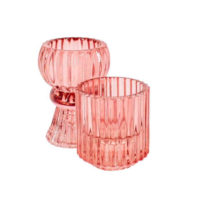 Kaarsenstandaard/waxinehouder roze